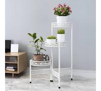 Living and Home 3-Tier Rotating Metal Plant Stand Display Shelf Flower Rack Holder in White | Size: Large Living and Home White L