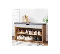 Living and Home 3-Tier Shoe Storage Bench with Padded Seat in Brown Living and Home Brown