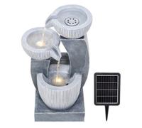 Living And Home 3-Tier Solar-Powered Water Fountain With Modern Linear Design Outdoor Gardening Decor 46Cm(H)