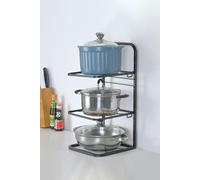 Living and Home 3-Tier Standing Kitchen Pot Pan Organizer Rack Adjustable Cookware Holder - Black