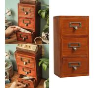 Living And Home 3-Tier Vintage Desktop With 3 Drawer Desktop Organizer Small Tabletop Drawers For Storage And Organization