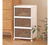 Living And Home 3 Tiers White Thicken Stackable Foldable Plastic Closet Shoe Storage Box With Wheels