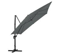 Living and Home 3 x 3 m Square Cantilever Parasol Light Grey Outdoor Hanging Umbrella for Garden and Patio - Parasol+ Cross Base - Charoal