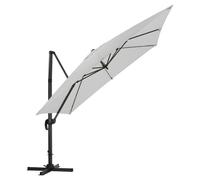 Living and Home 3 x 3 m Square Cantilever Parasol Light Grey Outdoor Hanging Umbrella for Garden and Patio - Parasol+ Cross Base - Light Grey