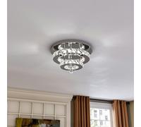 Living and Home 30cm W Stacked LED Ceiling Light with Crystal Rims Energy Saving - W 30 x L 30 x H 14 cm - Non-dimmable (White Glow)