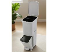 Living and Home 30L 2-Tier Dry Wet Separation Trash Bin Dustbin with 2 Inner Buckets in Grey Living and Home Grey