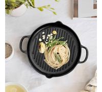 Living And Home 31Cm Cast Iron Griddle Pan Grill Frying Cookware With Pour Spout, Handles In Black Black One Size