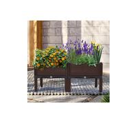Living and Home 33 cm H Plastic Raised Garden Bed Planter Box in Brown | Size: Small Living and Home Brown S