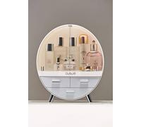Living And Home 34Cm High Round Transparent Cosmetic Display Box With 3 Drawers Storage Box In Grey Grey One Size