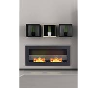 Living And Home 35 Inch Bio Ethanol Fireplace In Black Black One Size