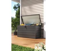 Living And Home 350L Metal Outdoor Garden Lockable Storage Box In Dark Grey Dark Grey