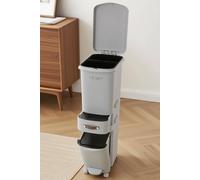 Living And Home 36L 3-Tier Dry Wet Separation Trash Bin Dustbin With 2 Inner Buckets & Drawer In Grey Grey