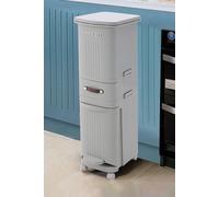 Living and Home 38L Narrow 3-Layer Pedal Recycling Bin Removable Dustbin Kitchen Trash Can with Drawer & Lid in Grey Living and Home Grey