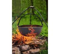 Living And Home 3L Cast Iron Pot With Wooden Lid For Campfire Cooking (27Cm D 9.3Cm H) In Black Black One Size