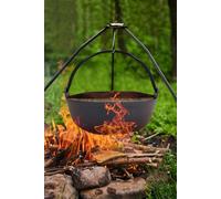 Living and Home 3L Cast Iron Pot with Wooden Lid for Campfire Cooking (27cm D 9.3cm H) in Black Living and Home Black