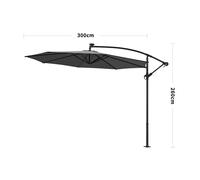 Living and Home 3M Cantilever Garden Parasols Beige/Light Grey/Dark Grey Iron Banana Umbrella with LED Lights - Only Parasol - Dark Grey