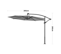 Living and Home 3M Cantilever Garden Parasols Light Grey Iron Banana Umbrella with LED Lights - Only Parasol