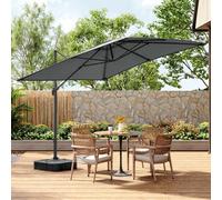 Living And Home 3M Large Square Canopy Rotatable Tilting Garden Rome Umbrella Cantilever Parasol With 100 L Fillable Base, Dark Grey
