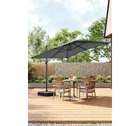 Living And Home 3M W X 3M D Large Square Canopy Rotating Outdoor Cantilever Parasol With Plastic Base In Dark Grey Dark Grey