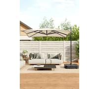 Living And Home 3M W X 3M D Large Square Canopy Rotating Outdoor Cantilever Parasol With Plastic Base In Beige Beige
