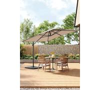 Living And Home 3M W X 3M D Large Square Canopy Rotating Outdoor Cantilever Parasol With Square Base In Taupe Taupe