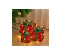 Living and Home 3Packs Christmas Ornament Decorative Lighted Gift Boxes Xmas Tree Decor in Green Living and Home Green