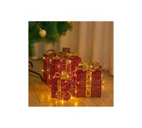 Living And Home 3Packs Christmas Ornament Decorative Lighted Gift Boxes Xmas Tree Decor In Red Red One Size