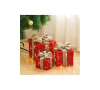 Living And Home 3Packs Christmas Ornament Decorative Lighted Gift Boxes Xmas Tree Decor In Silver Silver One Size