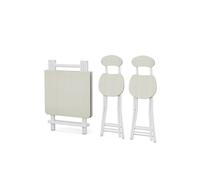 Living And Home 3Pcs 100Cm Folding Table And 2 Chairs Set Indoor Outdoor Kitchen Dining Set Furniture In White White