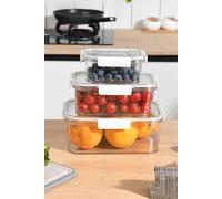 Living And Home 3Pcs Plastic Food Storage Containers With Lids （ 450Ml / 950Ml / 1800Ml ） In Clear Clear One Size