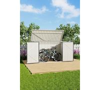 Living and Home 3x7 ft Grey Lockable Metal Bicycle & Trash Storage Shed - with Sloped Roof & Dual Vents, Weather-Resistant Living and Home Grey