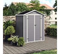 Living and Home 4×2ft/ 4×3ft Plastic Outdoor Garden Storage Shed with Style A/B in Grey - 4×3ft