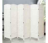 Living and Home 4/6 White Wooden Panels Folding Room Divider Partition Slat Privacy Screen - L 240 * H170 CM
