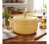Living And Home 4.75 L Yellow Enameled Dutch Oven With Dual Handles And Lid