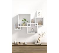 Living And Home 4 Cube Intersecting Easy-To-Assemble Floating Wall Mount Shelves For Bedrooms And Living Rooms In White White