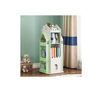 Living And Home 4-Tier Castle Rotating Bookshelf Storage Rack Organiser In Light Green Light Green