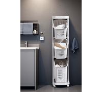 Living and Home 4-Tier Detachable Kitchen Fruit Vegetable Basket Storage Rack Laundry with Wheels Trolley Cart in White Living and Home White