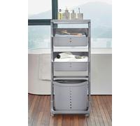 Living and Home 4-Tier Detachable Kitchen Trolley Cart Fruits Vegetables Organizer Storage Rack Laundry Basket with Wheels - Grey