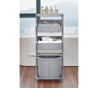 Living And Home 4-Tier Detachable Kitchen Trolley Cart Fruits Vegetables Organizer Storage Rack Laundry Basket With Wheels In Grey Grey