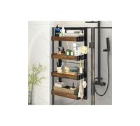 Living and Home 4 Tier Hanging Detachable Shower Caddy Shelf Kitchen Pantry Organizer Over Door No Drilling - Brown