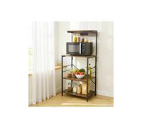 Living And Home 4-Tier Kitchen Microwave Stand Storage Rack Organizer Shelf With Power Outlet In Brown Brown One Size