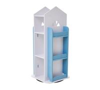 Living And Home 4-Tier White Wooden Castle Kids Rotating Bookcase Bookshelf