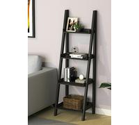 Living and Home 4 Tier Wooden Ladder Corner Bookcase - Black