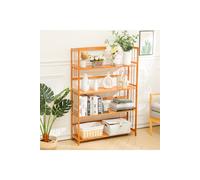 Living and Home 4-tiered Bamboo Bookshelf Freestanding Bookcase Home Storage Shelves in Brown Living and Home Brown