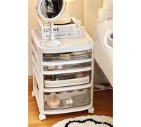 Living and Home 4-Tiers Cosmetic Storage Box Rolling Storage Trolley Makeup Organizer in White Living and Home White
