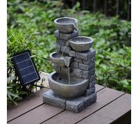 Living and Home 4 Tiers Rustic Solar Water Fountain with LED Lights
