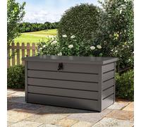 Living And Home 4 X 2 Ft Grey Waterproof Metal Outdoor Garden Large Storage Box Lockable Flat Top 350 L