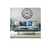 Living and Home 40cm Dia Black Round Roman Numeral Skeleton Wall Clock with Scale - Black