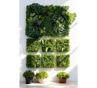 Living and Home 40x60cm Artificial Grass Fake Plant Wall Panel Mixed Foliage - UV-Resistant, DIY Decor in Green | Size: 40x60 cm Living and Home Green 40x60 cm