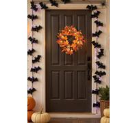 Living And Home 45Cm Autumn Maple Leaf Berry Rattan Wreath With 2M Led Lights Fall Home Decoration In Orange Orange One Size
